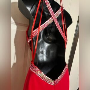 Glam Criss-Cross Back Formal Gown with Crystal Straps 💜 FREE SHIPPING!!